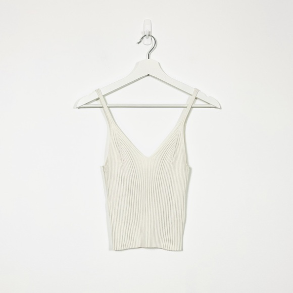 H&M Cream Spaghetti Strap Ribbed Sweater Tank Top - Picture 1 of 5